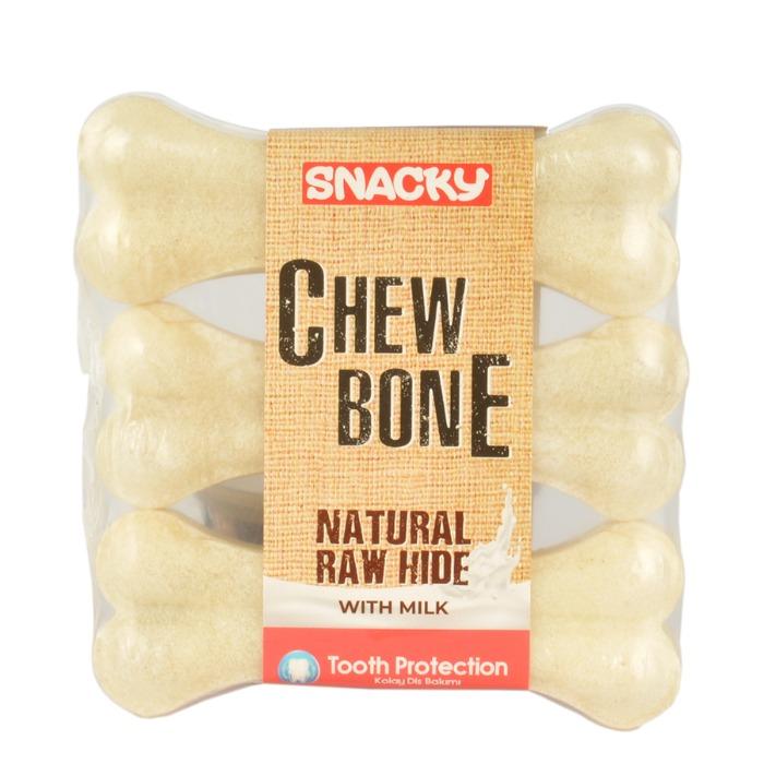 Snacky Dog Treat White Pressed Bone 4'' 3PCS