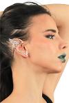Women's Silver Color Lacquer Plated Studded Model Right Elf Ear Earrings
